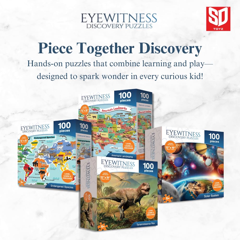 Endangered Species Jigsaw Puzzle for Kids – 100 Pieces, 13x19 Inches, Ages 5+