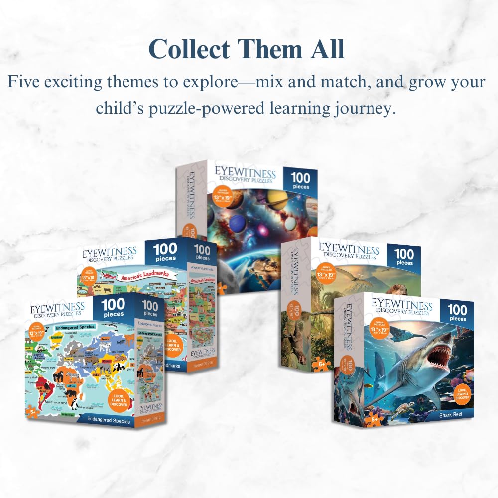 Endangered Species Jigsaw Puzzle for Kids – 100 Pieces, 13x19 Inches, Ages 5+
