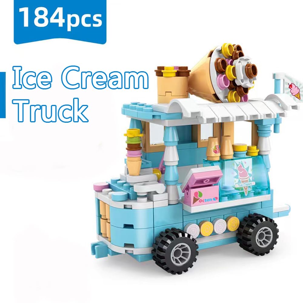 ENHANA Girls Ice Cream Truck Building Blocks Set – 184 Pieces STEM Toy for Ages 6-12