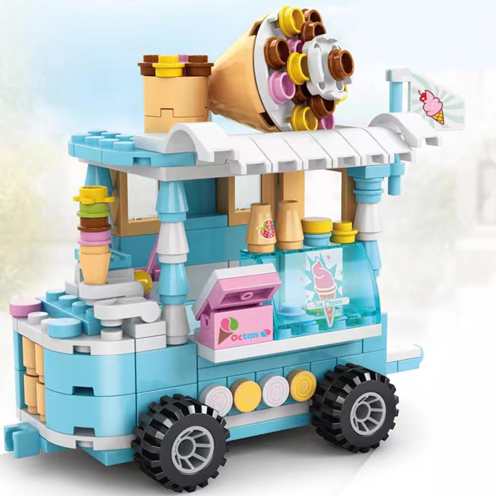 ENHANA Girls Ice Cream Truck Building Blocks Set – 184 Pieces STEM Toy for Ages 6-12