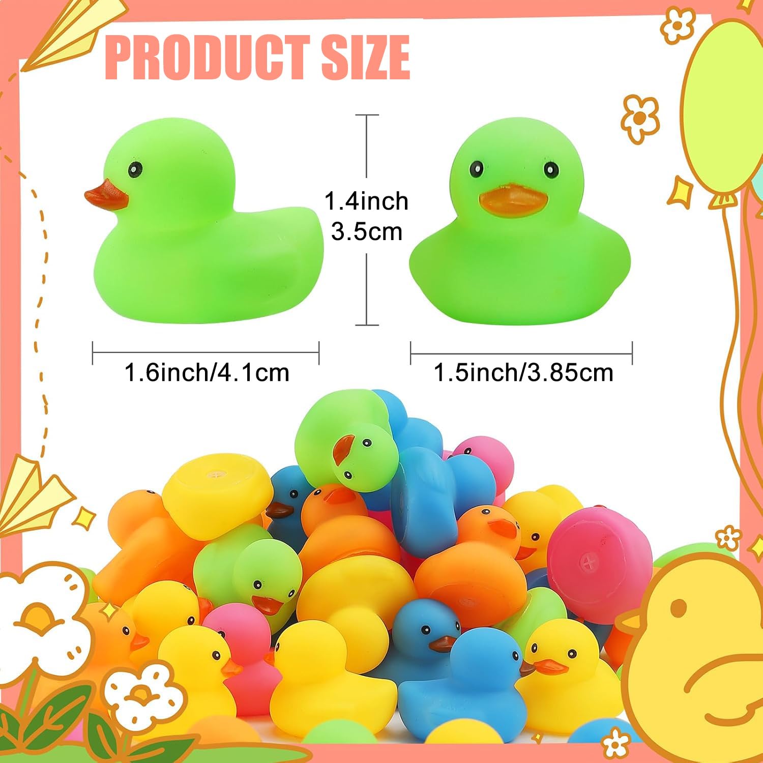 Ensbelei 50-Pack Mini Rubber Duck Bath Toys – Multicolor Floating Ducks for Baby Shower Favors, Pool Parties, and Sensory Play