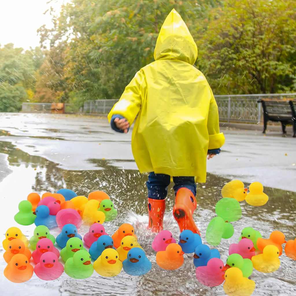 Ensbelei 50-Pack Mini Rubber Duck Bath Toys – Multicolor Floating Ducks for Baby Shower Favors, Pool Parties, and Sensory Play