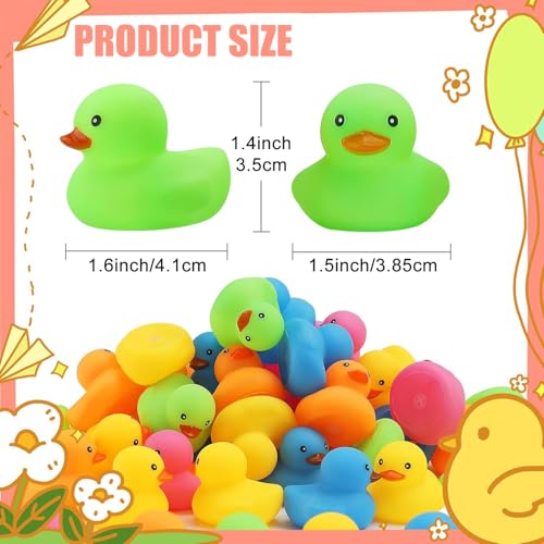 Ensbelei 50-Pack Mini Rubber Duck Bath Toys – Multicolor Floating Ducks for Baby Shower Favors, Pool Parties, and Sensory Play