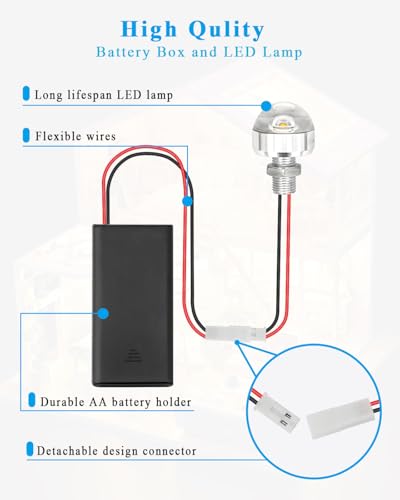 enwant Dollhouse Lighting Kit – AA Battery Holder with Mini LED Lamp and Switch, Warm White, 1 Pack