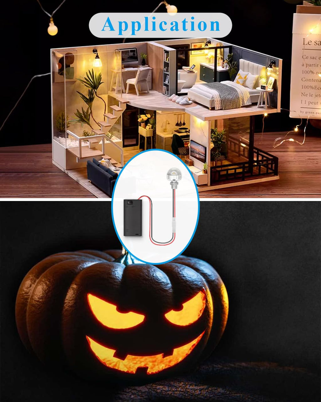 enwant Dollhouse Lighting Kit – AA Battery Holder with Mini LED Lamp and Switch, Warm White, 1 Pack