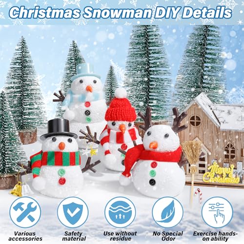 EOBOH 10-Pack DIY Snowman Craft Kit for Kids – Build Multiple Snowmen with Air-Dry Clay and Accessories, Christmas Indoor Activity
