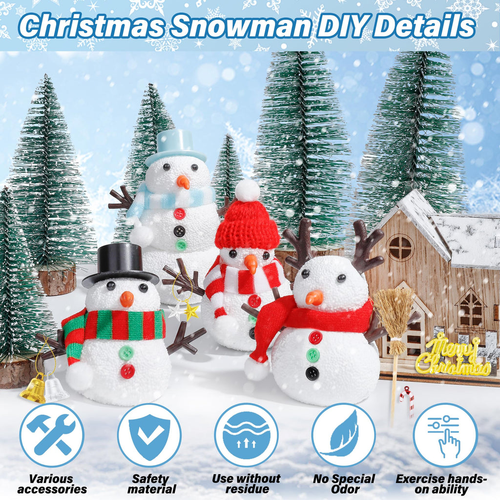 EOBOH 10-Pack DIY Snowman Craft Kit for Kids – Build Multiple Snowmen with Air-Dry Clay and Accessories, Christmas Indoor Activity