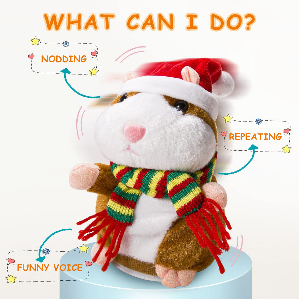 Eocolz Talking Hamster Plush Toy – Brown, Repeats What You Say, Interactive Mimicry Pet for Kids