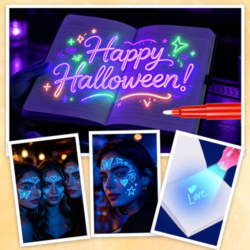 EODVICS 12-Pack Invisible Ink Spy Pen Kit with Mini Notebooks and UV Light - Secret Message Fun for Kids 3+