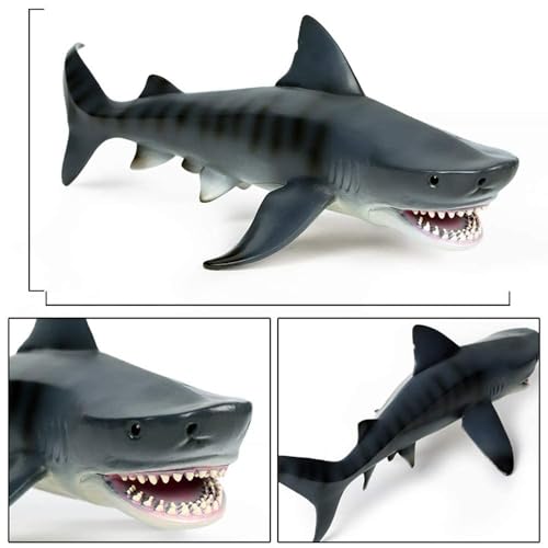 EOIVSH 11-Inch Tiger Shark Toy - Realistic Hand-Painted Plastic Figurine for Bath, Pool, Cake Topper, and Ocean Education