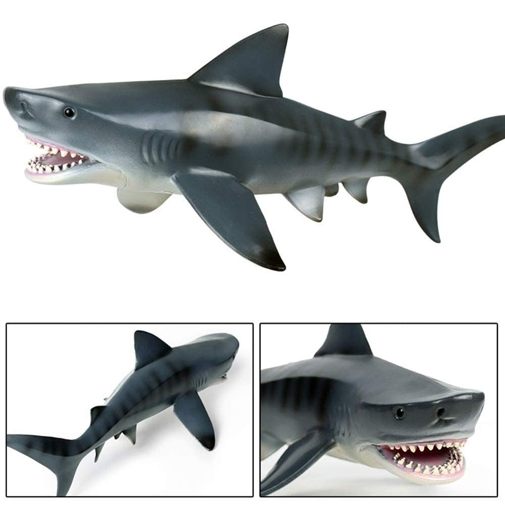 EOIVSH 11-Inch Tiger Shark Toy - Realistic Hand-Painted Plastic Figurine for Bath, Pool, Cake Topper, and Ocean Education