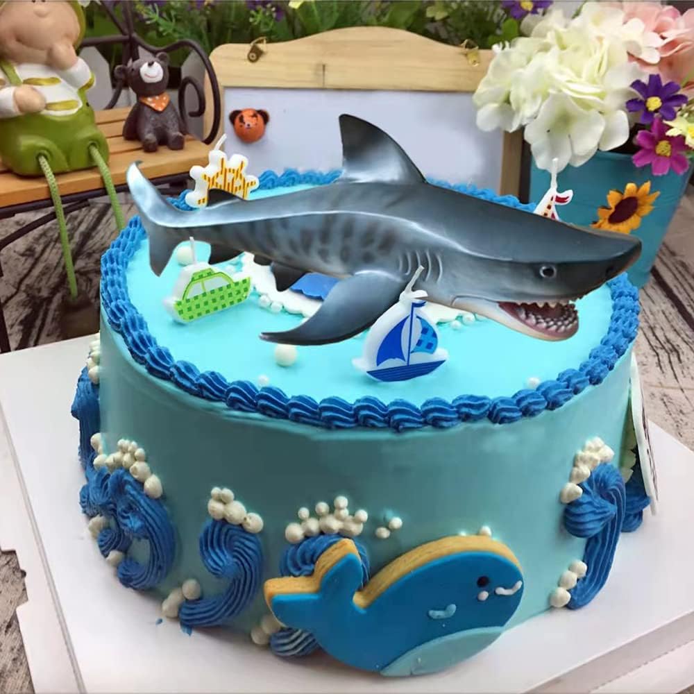 EOIVSH 11-Inch Tiger Shark Toy - Realistic Hand-Painted Plastic Figurine for Bath, Pool, Cake Topper, and Ocean Education