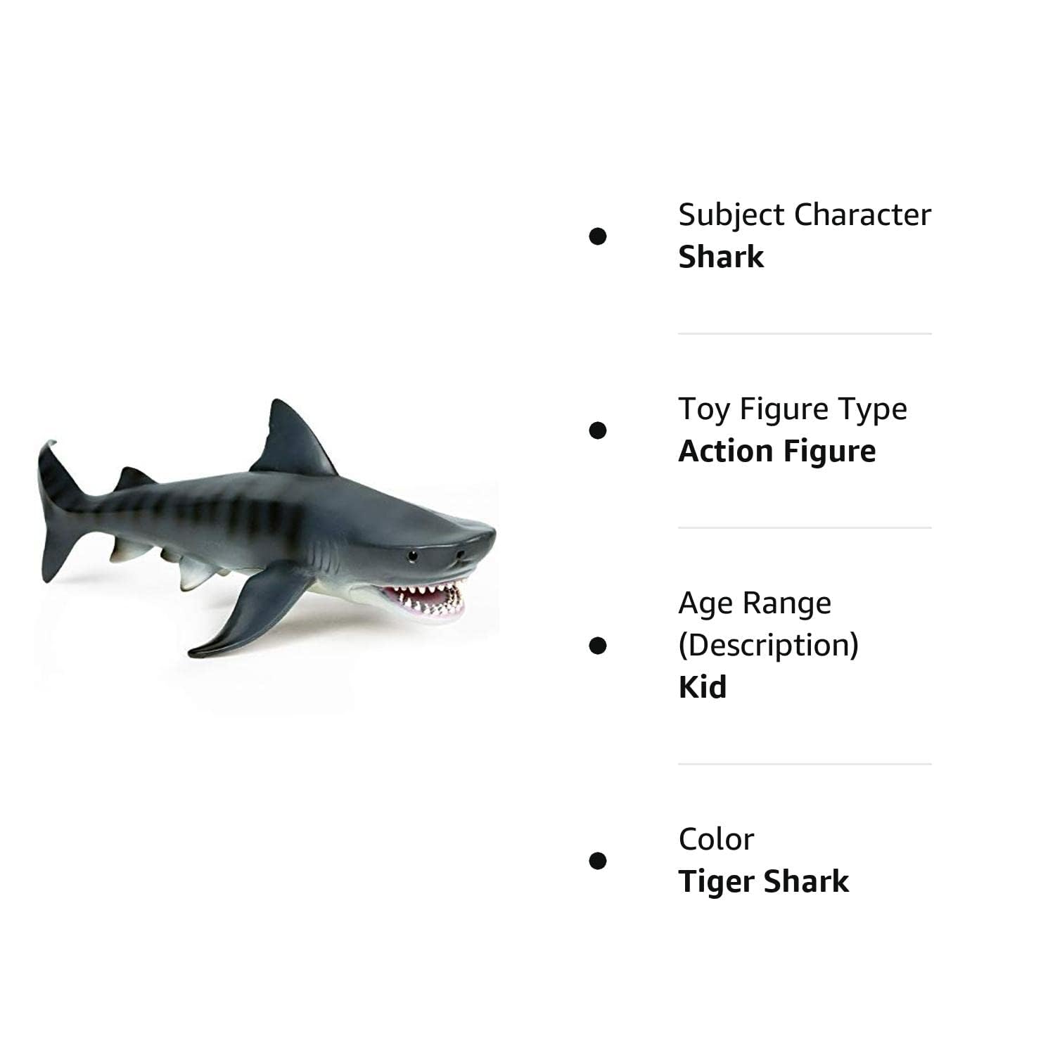 EOIVSH 11-Inch Tiger Shark Toy - Realistic Hand-Painted Plastic Figurine for Bath, Pool, Cake Topper, and Ocean Education