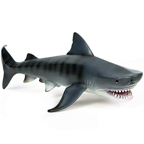 EOIVSH 11-Inch Tiger Shark Toy - Realistic Hand-Painted Plastic Figurine for Bath, Pool, Cake Topper, and Ocean Education