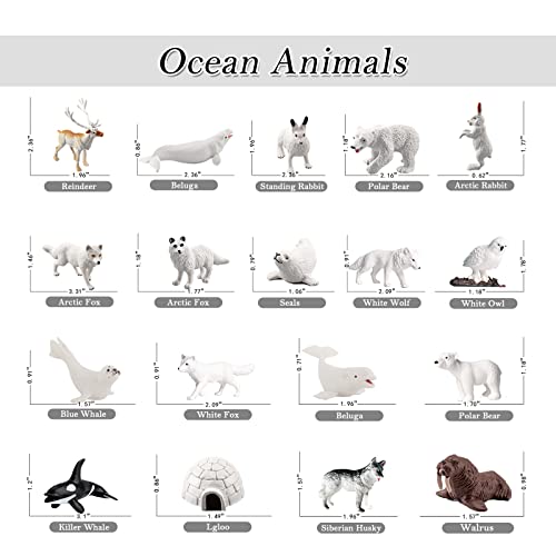 EOIVSH 18-Piece Arctic Animal Figures Set - Hand Painted Polar Toy Figurines