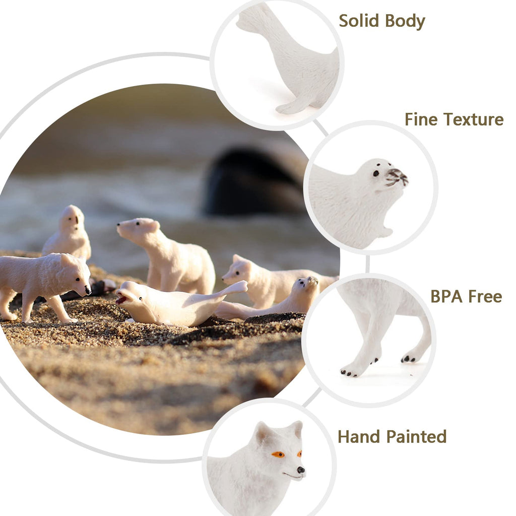 EOIVSH 18-Piece Arctic Animal Figures Set - Hand Painted Polar Toy Figurines
