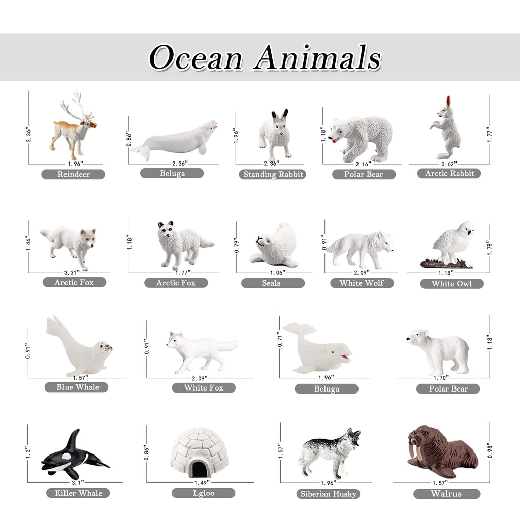 EOIVSH 18-Piece Arctic Animal Figures Set - Hand Painted Polar Toy Figurines