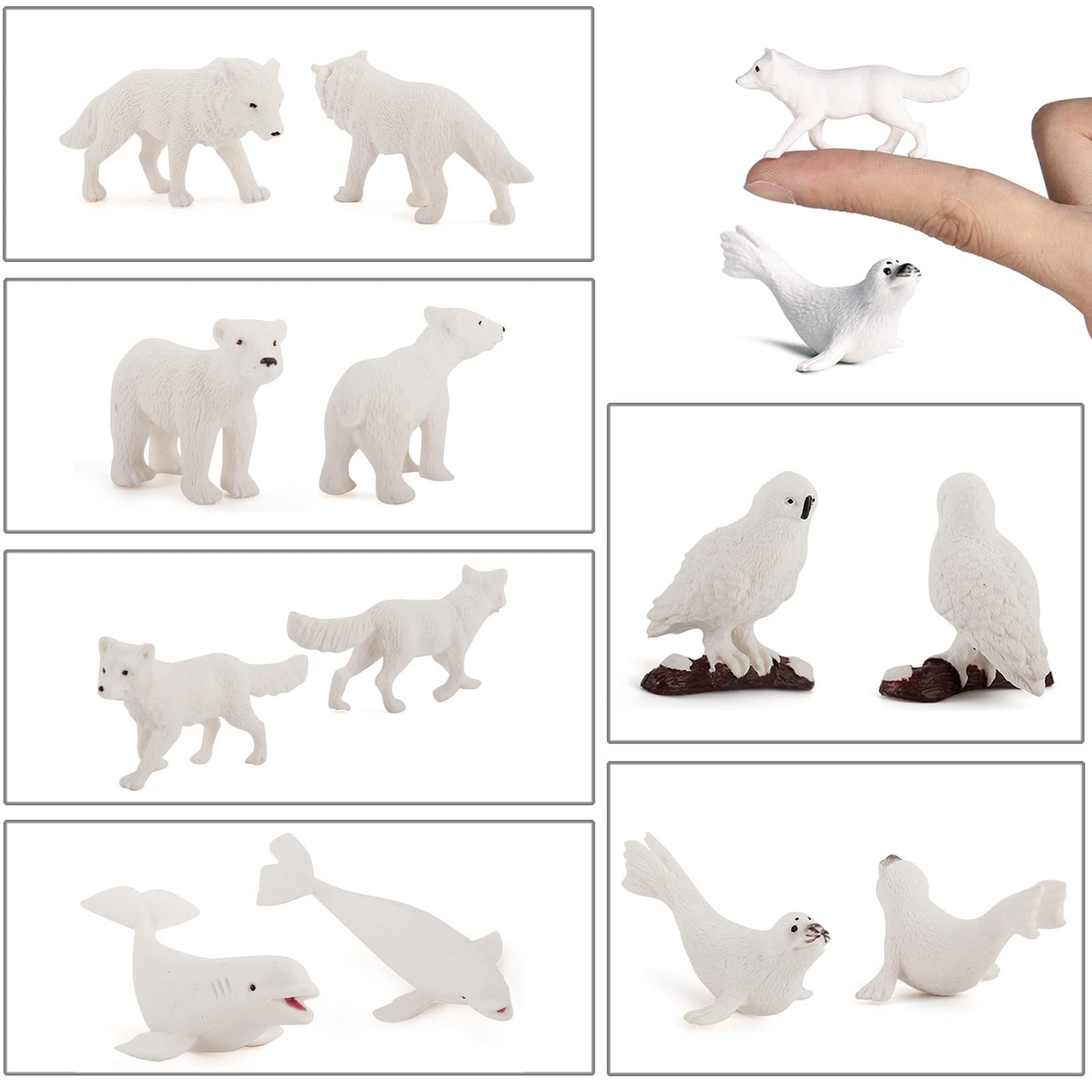 EOIVSH 18-Piece Arctic Animal Figures Set - Hand Painted Polar Toy Figurines