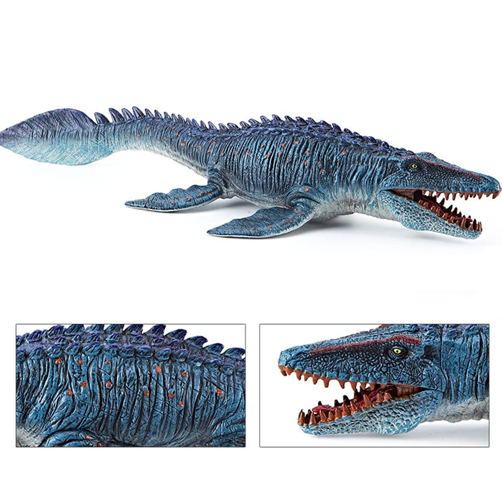 EOIVSH Large Mosasaurus Toy - 13.4 Inch Hand-Painted Realistic Sea Monster Dinosaur Figurine for Bath, Pool, Educational Play and Gifts