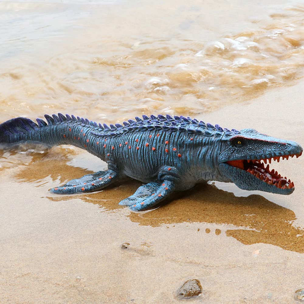 EOIVSH Large Mosasaurus Toy - 13.4 Inch Hand-Painted Realistic Sea Monster Dinosaur Figurine for Bath, Pool, Educational Play and Gifts