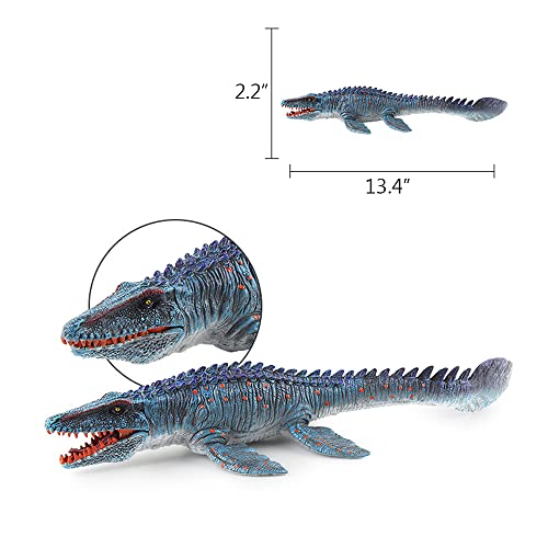 EOIVSH Large Mosasaurus Toy - 13.4 Inch Hand-Painted Realistic Sea Monster Dinosaur Figurine for Bath, Pool, Educational Play and Gifts