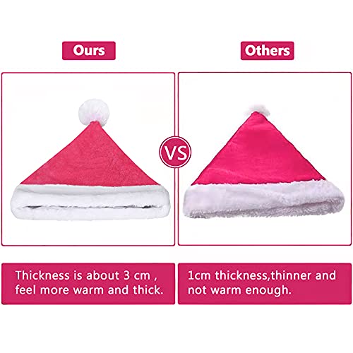 Eoocan Pink Santa Hat for Kids - Double-Layer Thickened Velvet Plush with Soft Faux Fur Brim