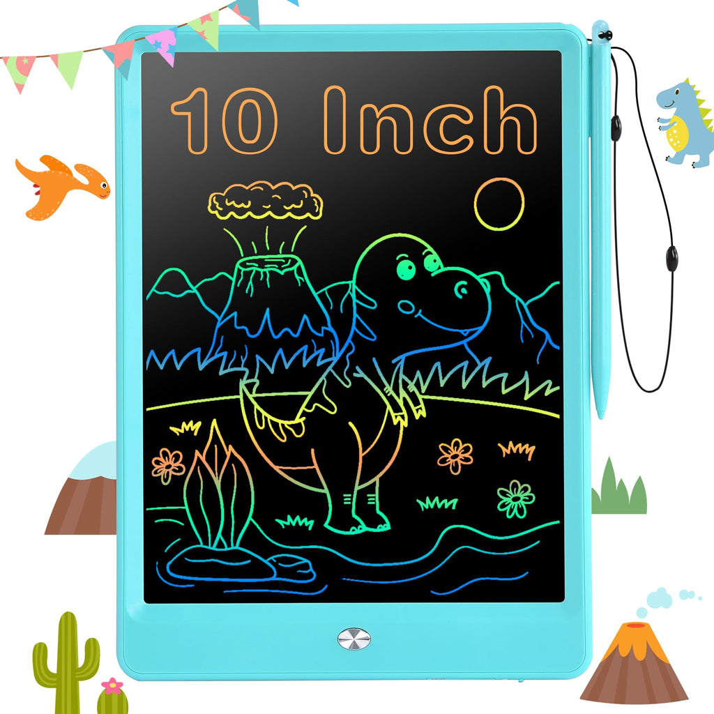 EooCoo 10 Inch LCD Writing Tablet for Kids – Blue Drawing Pad with Lock & Erase, Reusable Doodle Board for Ages 3-8, Travel-Friendly Educational Toy
