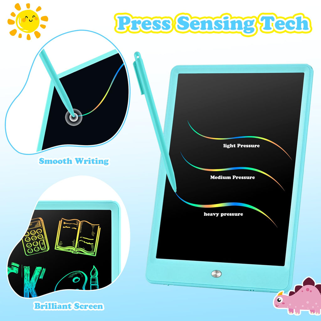 EooCoo 10 Inch LCD Writing Tablet for Kids – Blue Drawing Pad with Lock & Erase, Reusable Doodle Board for Ages 3-8, Travel-Friendly Educational Toy