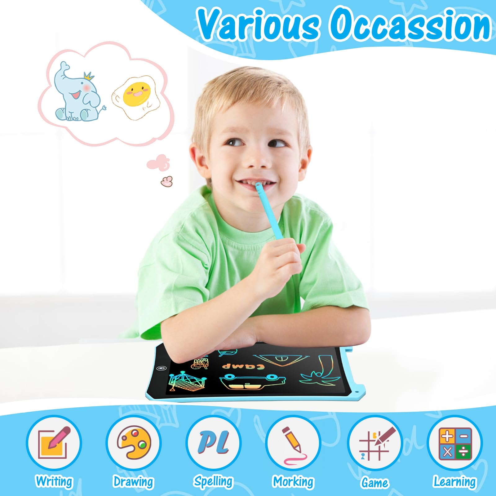 EooCoo 10 Inch LCD Writing Tablet for Kids – No Mess Drawing Pad with Lock Function
