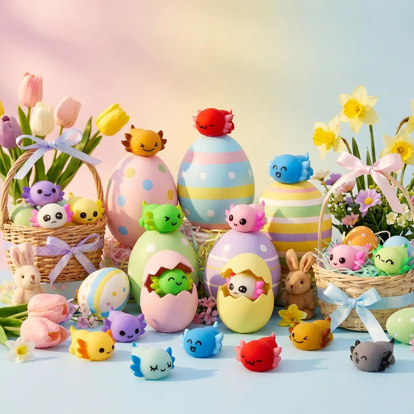 eowvsio 36-Pack Axolotl Mochi Squishy Toys for Easter Egg Fillers, Party Favors & Stress Relief