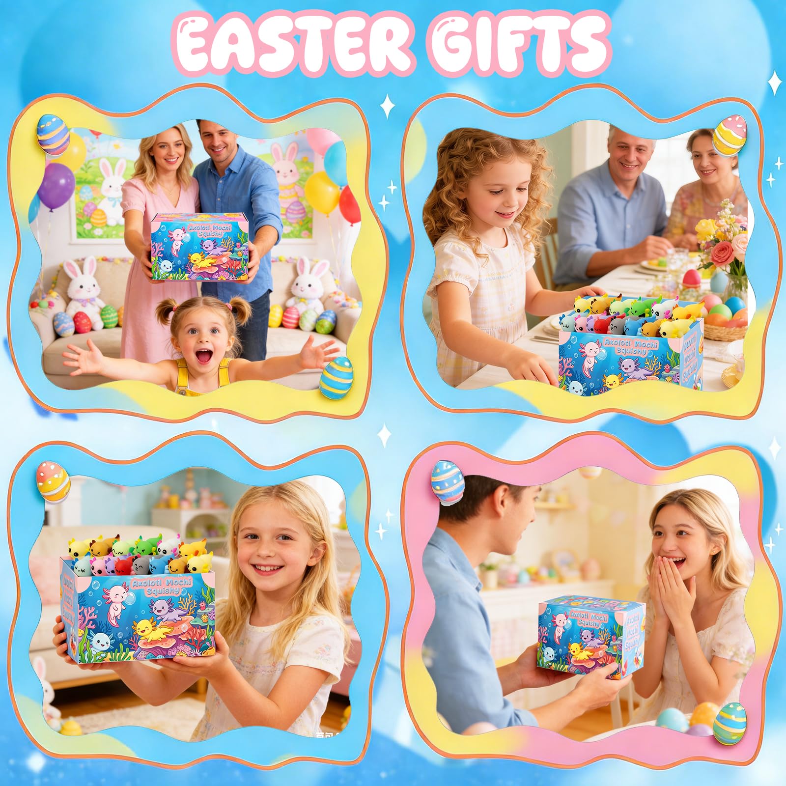 eowvsio 36-Pack Axolotl Mochi Squishy Toys for Easter Egg Fillers, Party Favors & Stress Relief