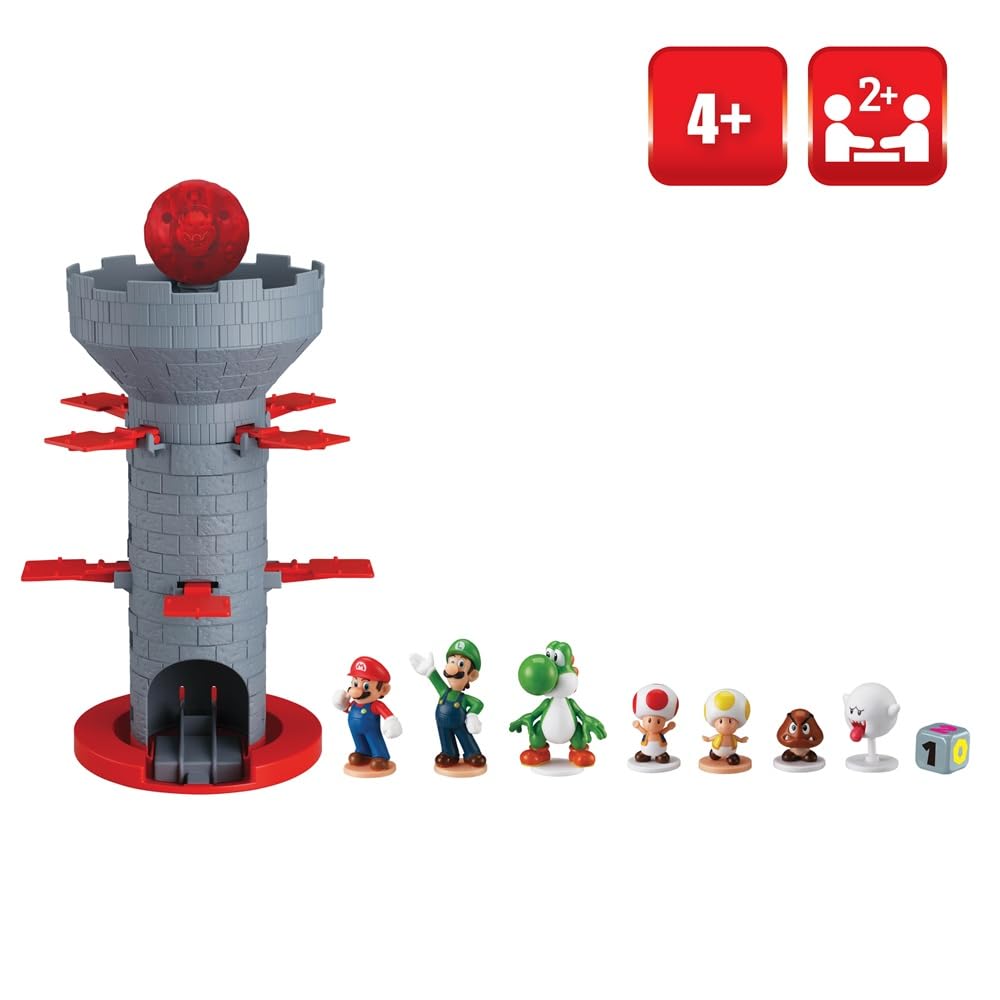EPOCH Games Super Mario Blow Up Shaky Tower – Balancing Game for Kids Ages 4+