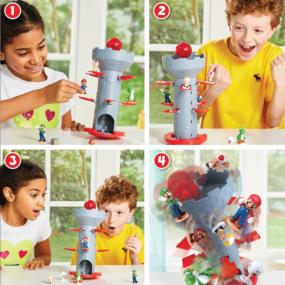 EPOCH Games Super Mario Blow Up Shaky Tower – Balancing Game for Kids Ages 4+