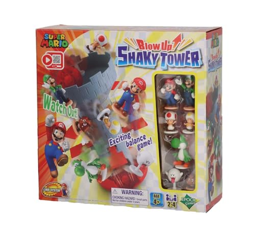 EPOCH Games Super Mario Blow Up Shaky Tower – Balancing Game for Kids Ages 4+