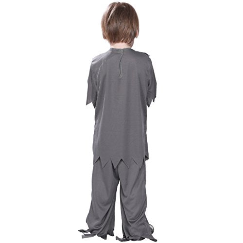 EraSpooky Boys Zombie Costume with Skeleton Print – Tattered Shirt & Pants for Halloween