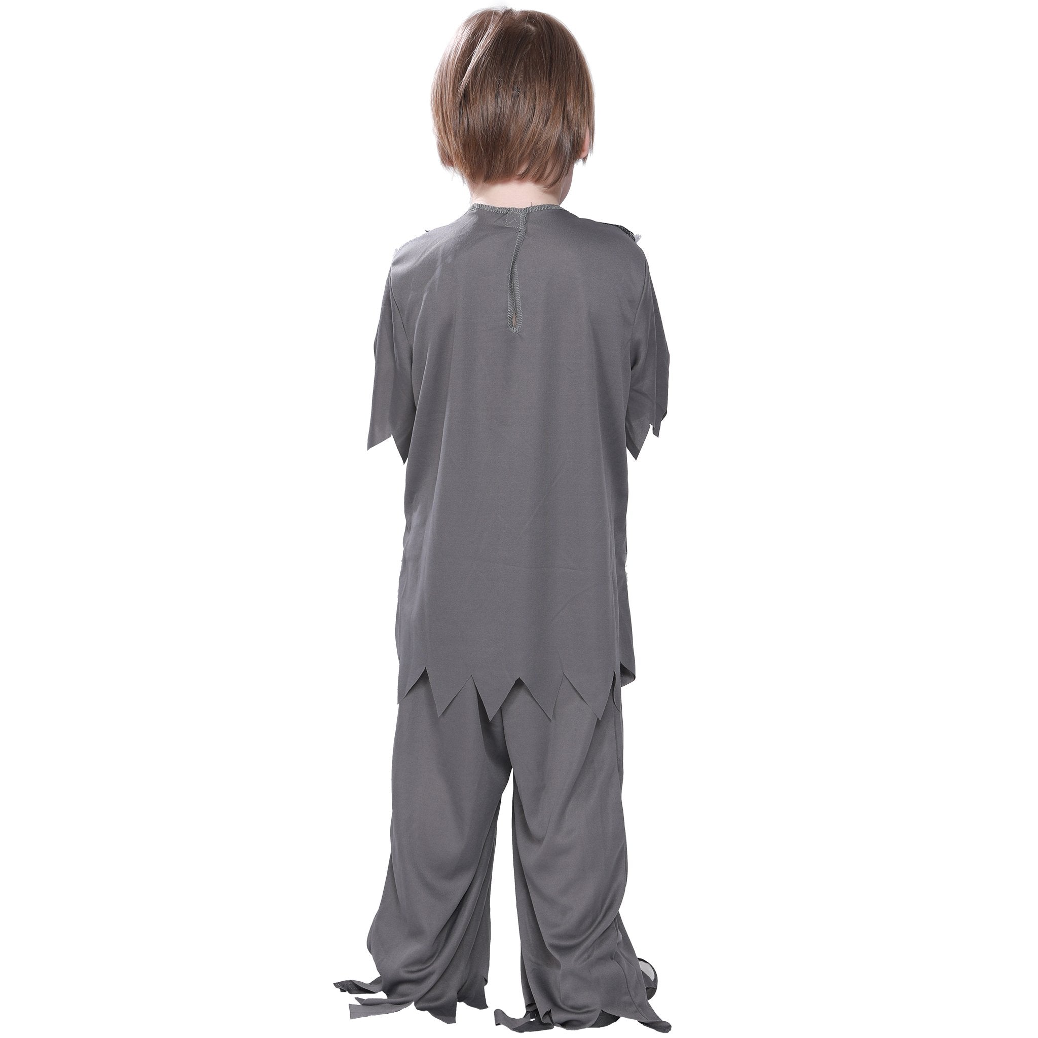 EraSpooky Boys Zombie Costume with Skeleton Print – Tattered Shirt & Pants for Halloween