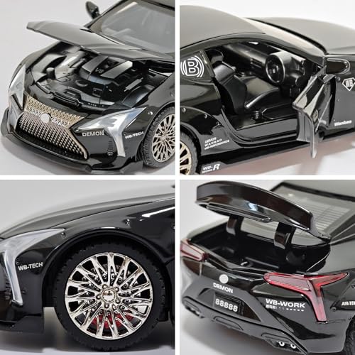 ERBADIHAGO 1:32 Scale Diecast Sports Car Toy - Black with Lights, Sound, and Pull-Back Action for Kids 3+