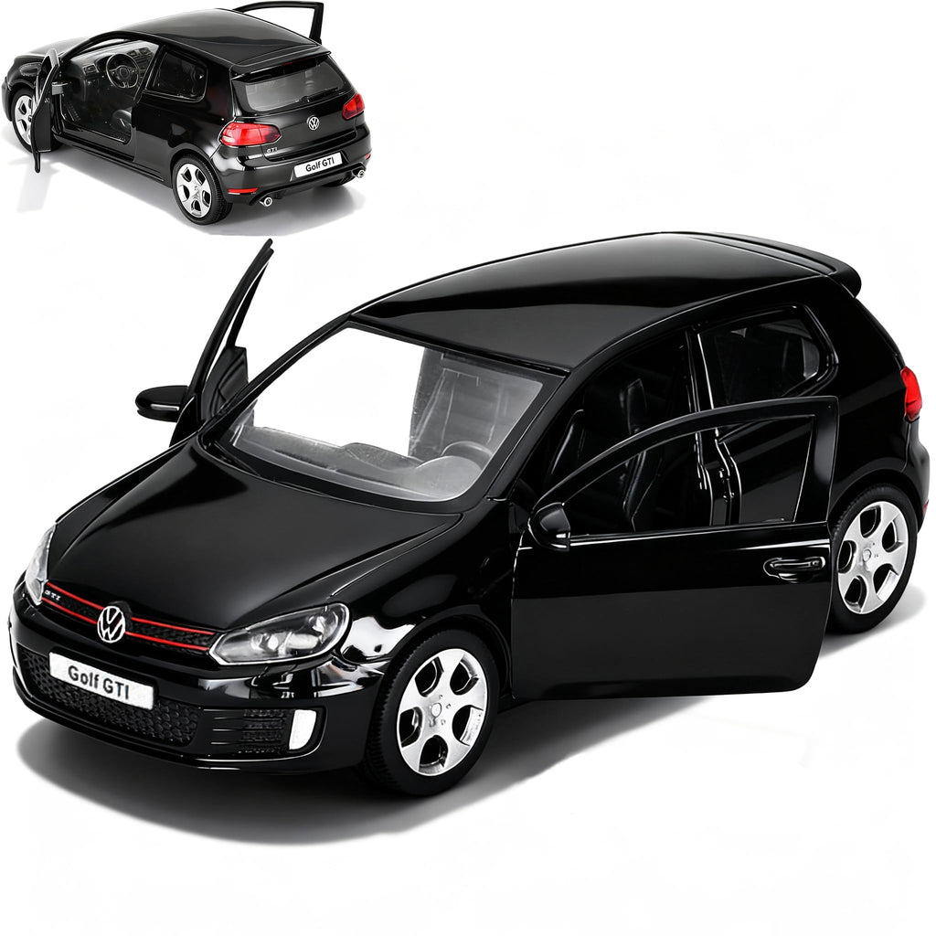ERBADIHAGO 1:36 Volkswagen Golf GTI Pull-Back Metal Model Car – Black Pearl Paint, Opening Doors, Collectible Toy for Boys and Enthusiasts
