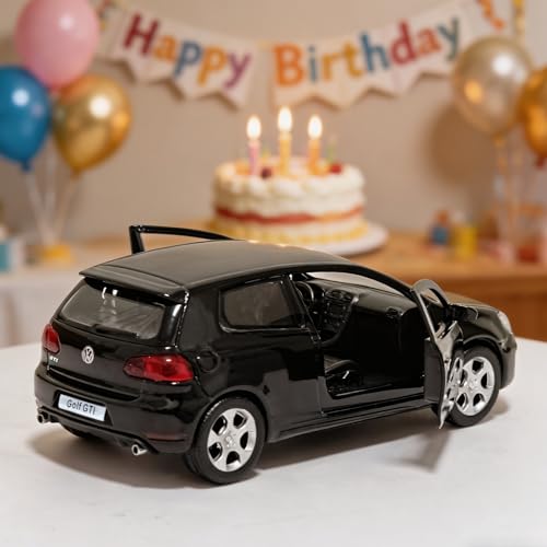 ERBADIHAGO 1:36 Volkswagen Golf GTI Pull-Back Metal Model Car – Black Pearl Paint, Opening Doors, Collectible Toy for Boys and Enthusiasts