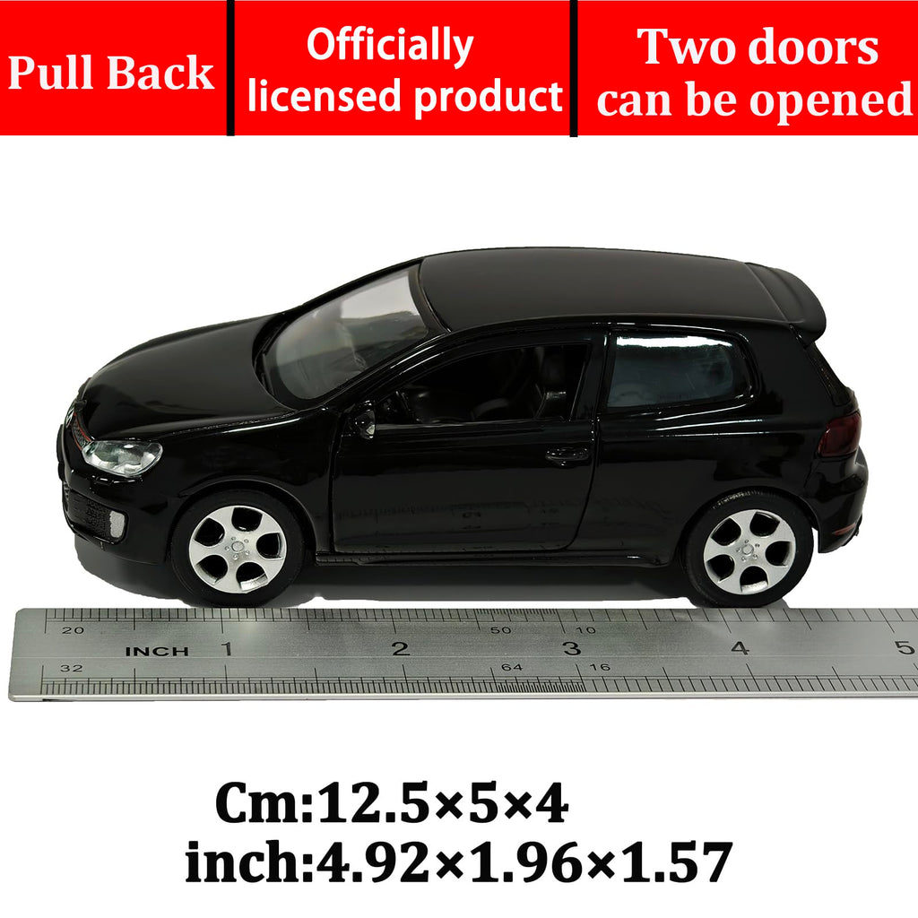 ERBADIHAGO 1:36 Volkswagen Golf GTI Pull-Back Metal Model Car – Black Pearl Paint, Opening Doors, Collectible Toy for Boys and Enthusiasts