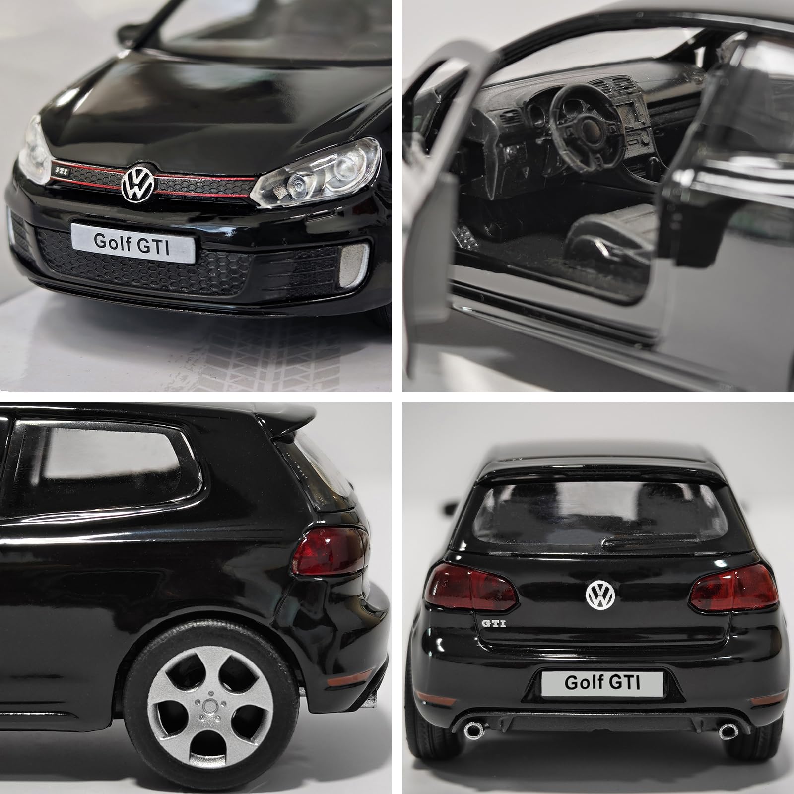 ERBADIHAGO 1:36 Volkswagen Golf GTI Pull-Back Metal Model Car – Black Pearl Paint, Opening Doors, Collectible Toy for Boys and Enthusiasts