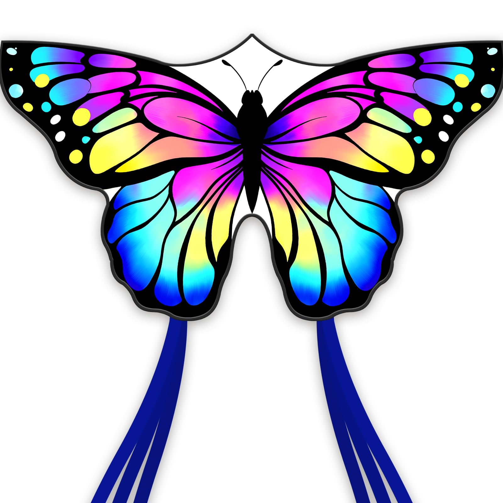 ESOKA PRON Butterfly Kite – Easy to Fly for Kids & Beginners – 210 Polyester, Fiberglass Frame, 328ft String, Blue/White