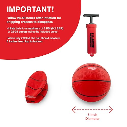 ESPN Mini Basketball Set – 4 Indoor Basketballs (5-inch) with Pump for Kids & Adults