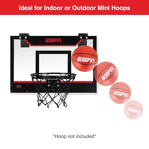 ESPN Mini Basketball Set – 4 Indoor Basketballs (5-inch) with Pump for Kids & Adults