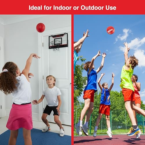ESPN Mini Basketball Set – 4 Indoor Basketballs (5-inch) with Pump for Kids & Adults