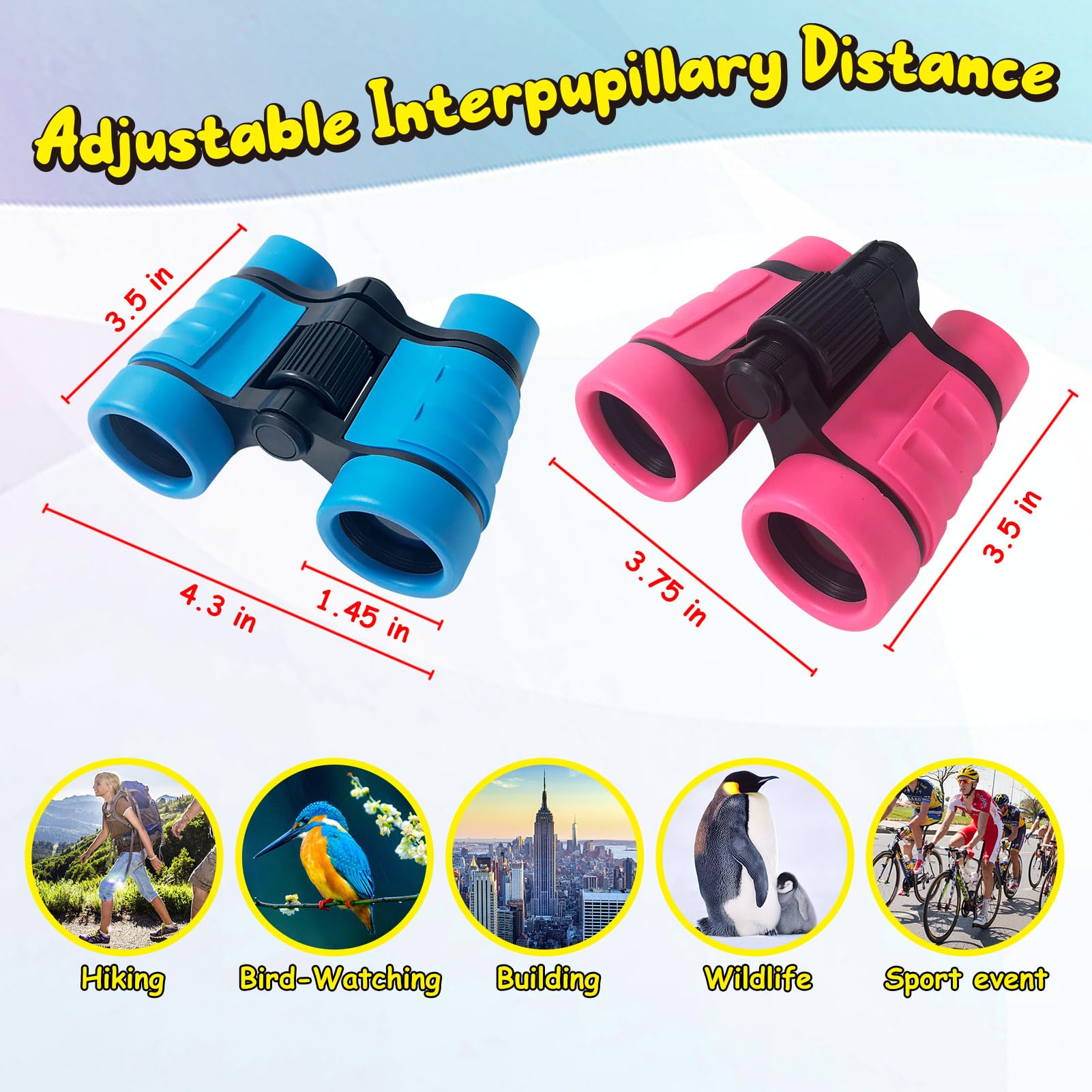ESSENSON Kids Binoculars Set of 2 - 4x30mm Outdoor Toy for Ages 3-12, Bird Watching, Hiking, Camping