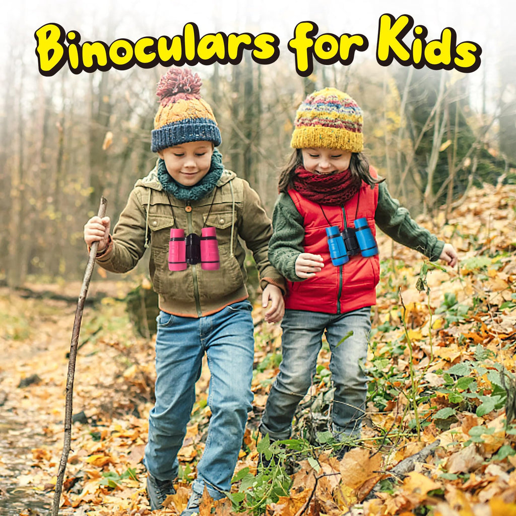 ESSENSON Kids Binoculars Set of 2 - 4x30mm Outdoor Toy for Ages 3-12, Bird Watching, Hiking, Camping