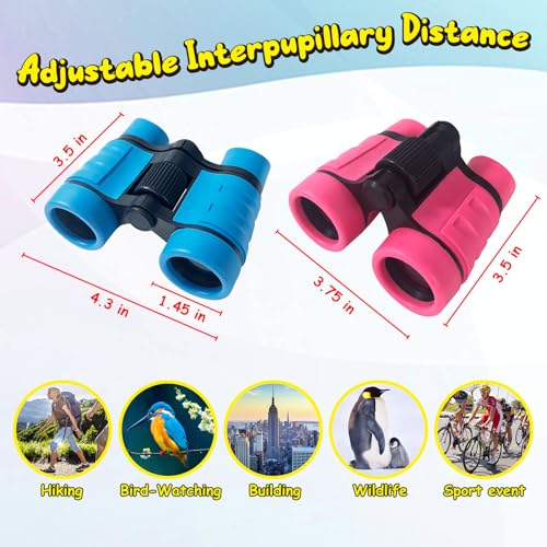 ESSENSON Kids Binoculars Set of 2 - 4x30mm Outdoor Toy for Ages 3-12, Bird Watching, Hiking, Camping