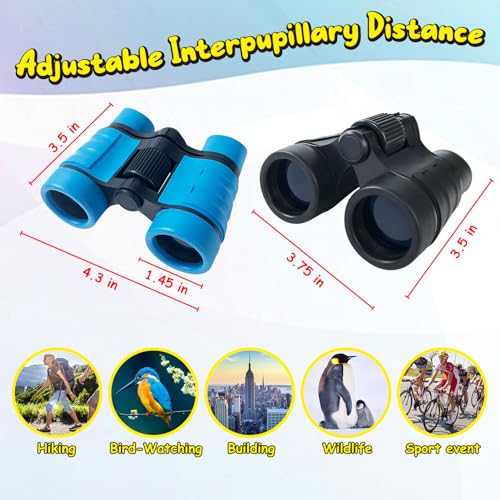 ESSENSON Kids Binoculars (Set of 2) – 4x30mm Adjustable, Rubber Eyepieces, Ages 3-12