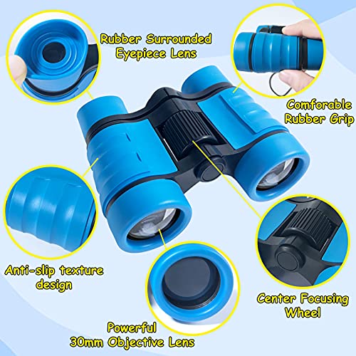 ESSENSON Kids Binoculars (Set of 2) – 4x30mm Adjustable, Rubber Eyepieces, Ages 3-12